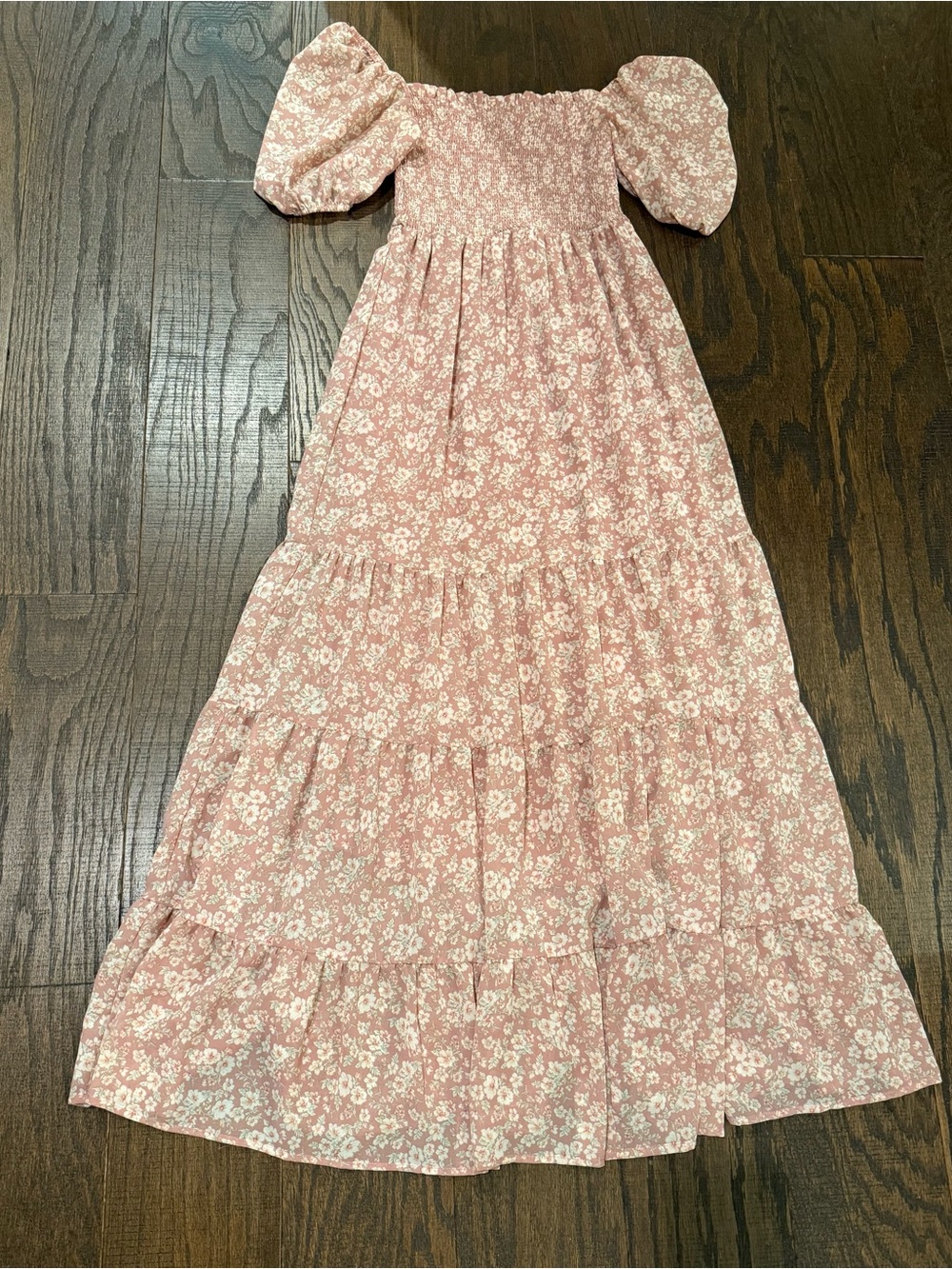 Altar’d State Pink Floral Puff Sleeve Maxi Dress size XS